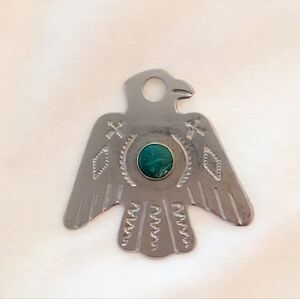 Navajo Thunderbird Pendant w/ Jade Stone - Necklace, Keychain, Good Luck Charm